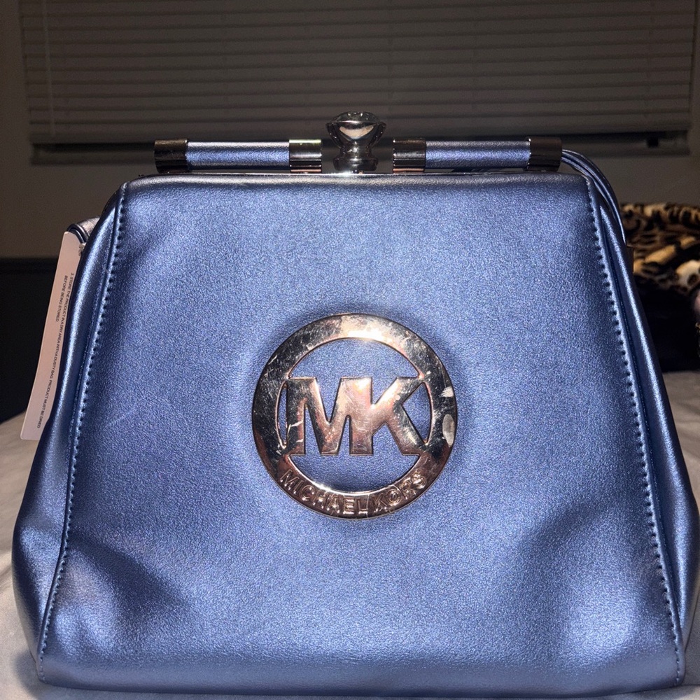 Michael Kors Metallic Blue Cosmetic Case